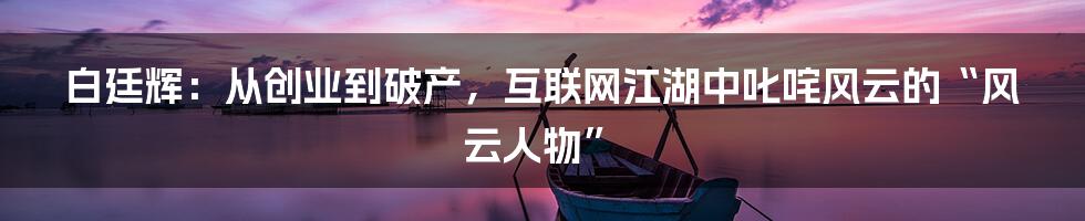 白廷辉：从创业到破产，互联网江湖中叱咤风云的“风云人物”