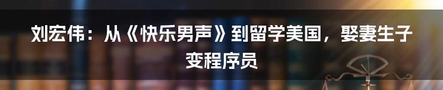 刘宏伟：从《快乐男声》到留学美国，娶妻生子变程序员