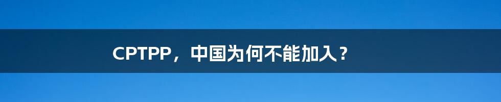 CPTPP，中国为何不能加入？