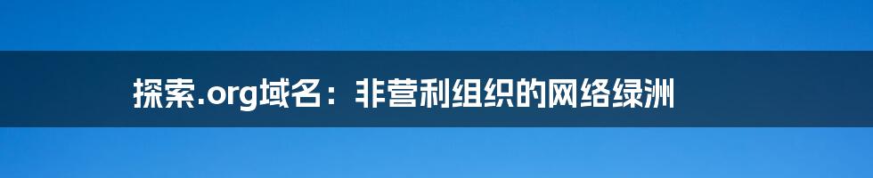 探索.org域名：非营利组织的网络绿洲