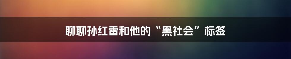 聊聊孙红雷和他的“黑社会”标签