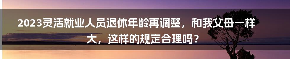 2023灵活就业人员退休年龄再调整，和我父母一样大，这样的规定合理吗？