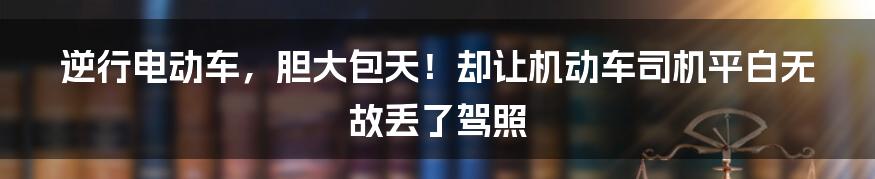 逆行电动车，胆大包天！却让机动车司机平白无故丢了驾照