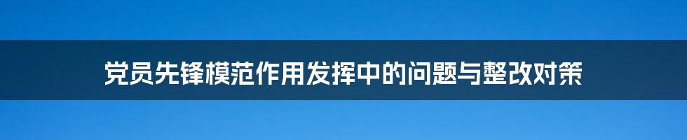 党员先锋模范作用发挥中的问题与整改对策