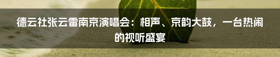 德云社张云雷南京演唱会：相声、京韵大鼓，一台热闹的视听盛宴