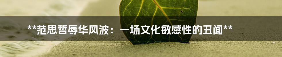 **范思哲辱华风波：一场文化敏感性的丑闻**