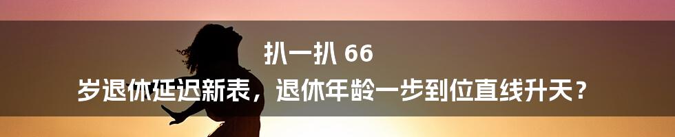 扒一扒 66 岁退休延迟新表，退休年龄一步到位直线升天？