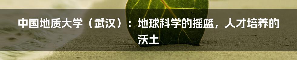 中国地质大学（武汉）：地球科学的摇篮，人才培养的沃土