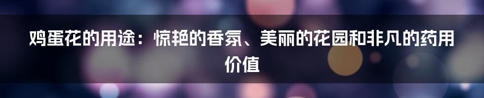 鸡蛋花的用途：惊艳的香氛、美丽的花园和非凡的药用价值