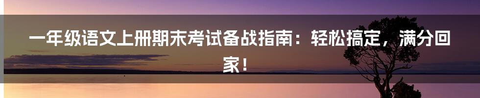 一年级语文上册期末考试备战指南：轻松搞定，满分回家！