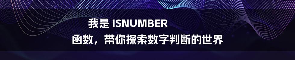 我是 ISNUMBER 函数，带你探索数字判断的世界