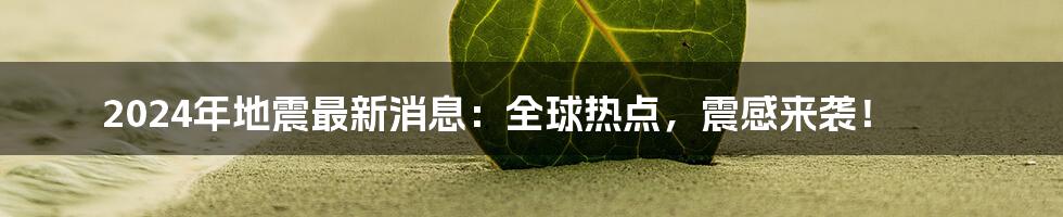 2024年地震最新消息：全球热点，震感来袭！