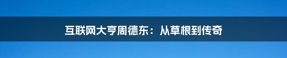 互联网大亨周德东：从草根到传奇