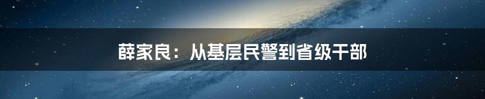 薛家良：从基层民警到省级干部