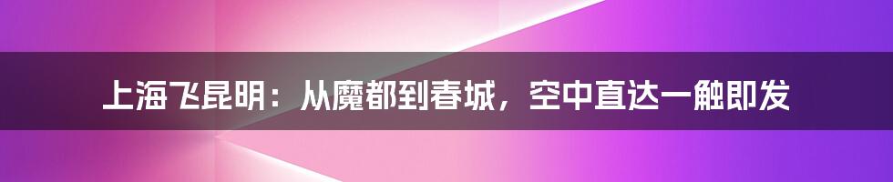 上海飞昆明：从魔都到春城，空中直达一触即发