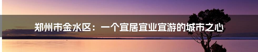 郑州市金水区：一个宜居宜业宜游的城市之心