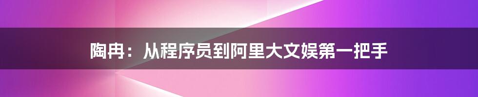 陶冉：从程序员到阿里大文娱第一把手