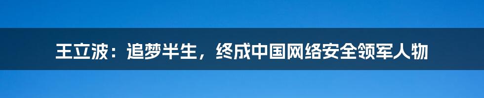 王立波：追梦半生，终成中国网络安全领军人物