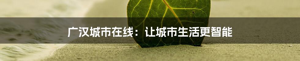 广汉城市在线：让城市生活更智能