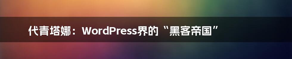 代青塔娜：WordPress界的“黑客帝国”