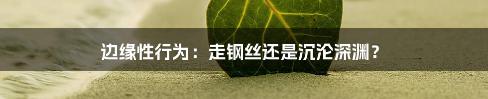 边缘性行为：走钢丝还是沉沦深渊？