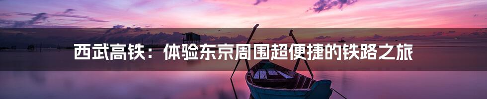 西武高铁：体验东京周围超便捷的铁路之旅