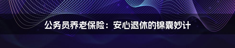 公务员养老保险：安心退休的锦囊妙计