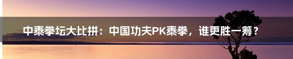 中泰拳坛大比拼：中国功夫PK泰拳，谁更胜一筹？