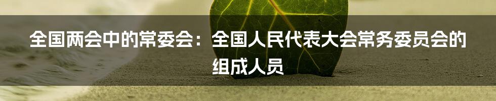 全国两会中的常委会：全国人民代表大会常务委员会的组成人员