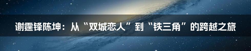 谢霆锋陈坤：从“双城恋人”到“铁三角”的跨越之旅