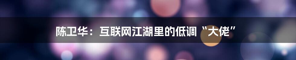 陈卫华：互联网江湖里的低调“大佬”