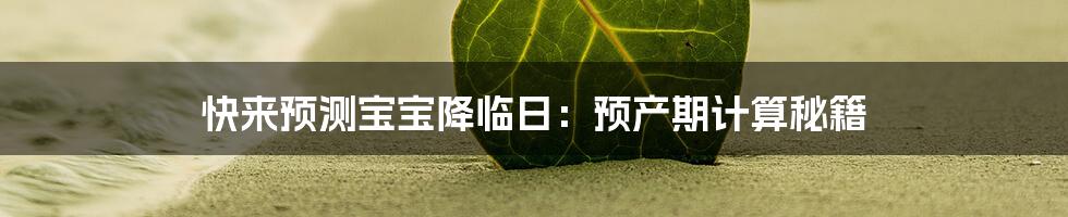 快来预测宝宝降临日：预产期计算秘籍