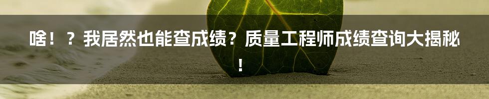 啥！？我居然也能查成绩？质量工程师成绩查询大揭秘！