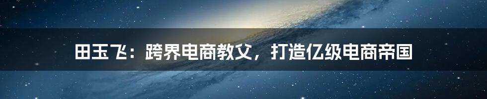 田玉飞：跨界电商教父，打造亿级电商帝国