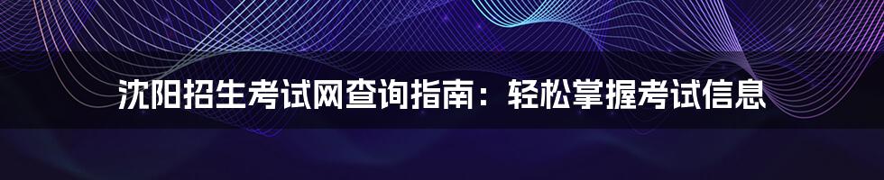 沈阳招生考试网查询指南：轻松掌握考试信息