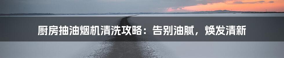 厨房抽油烟机清洗攻略：告别油腻，焕发清新