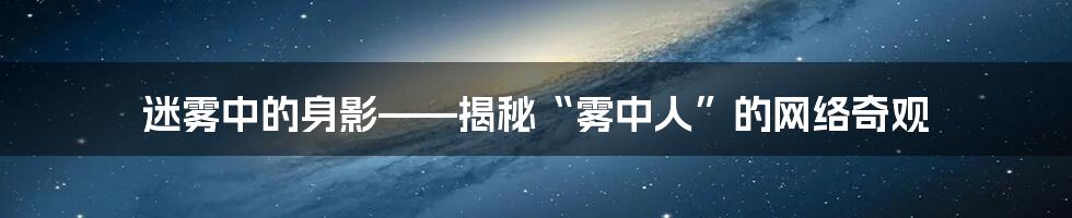 迷雾中的身影——揭秘“雾中人”的网络奇观