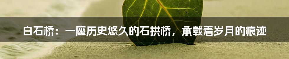 白石桥：一座历史悠久的石拱桥，承载着岁月的痕迹