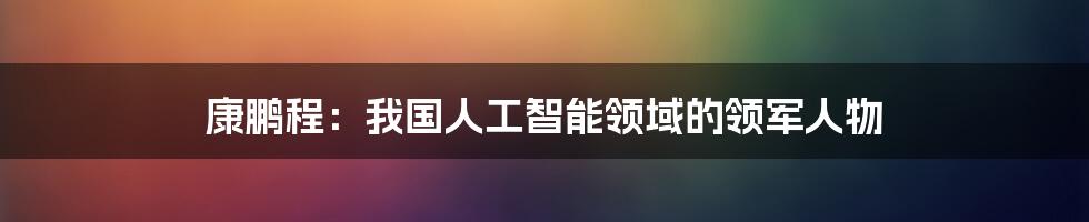 康鹏程：我国人工智能领域的领军人物