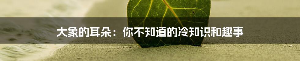 大象的耳朵：你不知道的冷知识和趣事