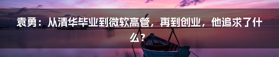 袁勇：从清华毕业到微软高管，再到创业，他追求了什么？