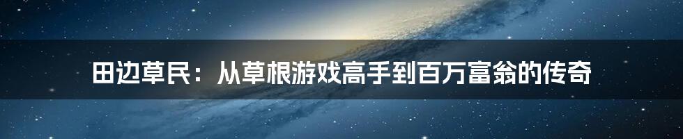 田边草民：从草根游戏高手到百万富翁的传奇