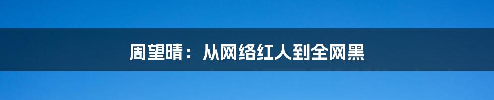 周望晴：从网络红人到全网黑