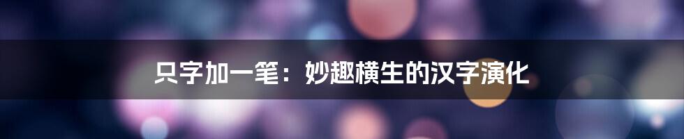 只字加一笔：妙趣横生的汉字演化