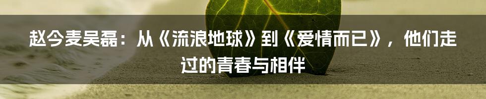 赵今麦吴磊：从《流浪地球》到《爱情而已》，他们走过的青春与相伴