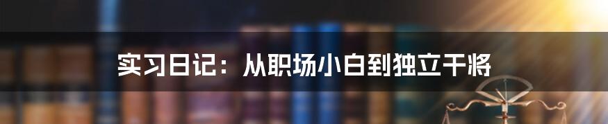 实习日记：从职场小白到独立干将