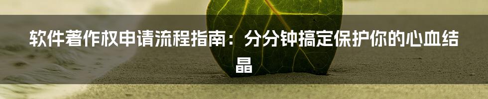 软件著作权申请流程指南：分分钟搞定保护你的心血结晶