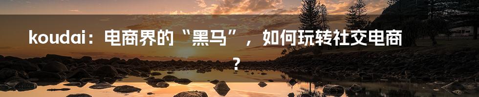 koudai：电商界的“黑马”，如何玩转社交电商？