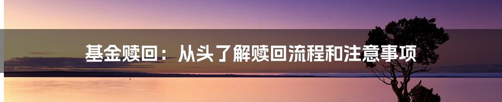 基金赎回：从头了解赎回流程和注意事项