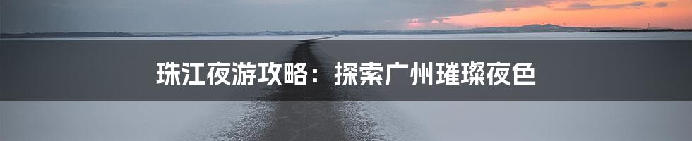 珠江夜游攻略：探索广州璀璨夜色